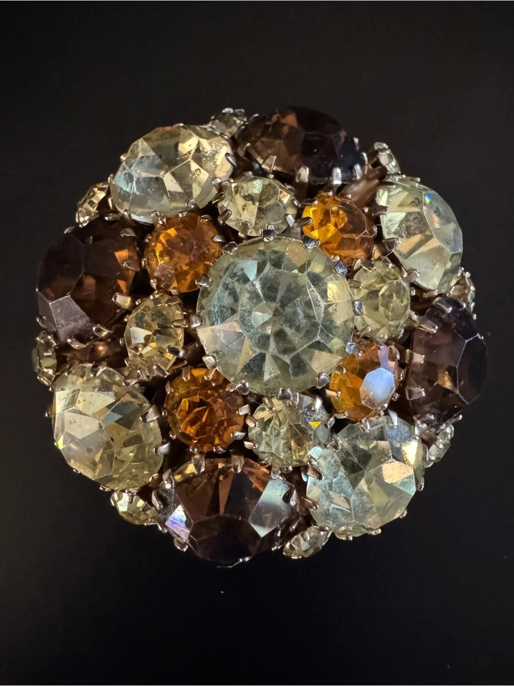Vintage Autumn Rhinestone Cluster Brooch